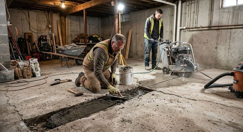 Cracked Basement Floor Repair in Beaufort, SC